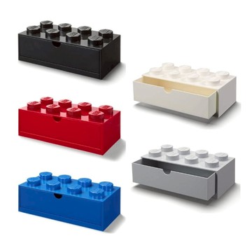 LEGO樂高八凸桌上型抽屜收納箱 (多色可選) 紅色