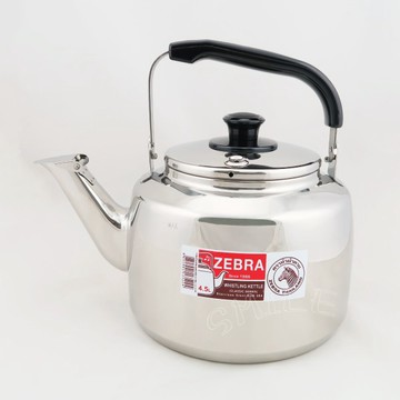 斑馬牌不銹鋼笛音茶壺4.5L特厚不鏽鋼.超大笛音,加厚底省瓦斯!