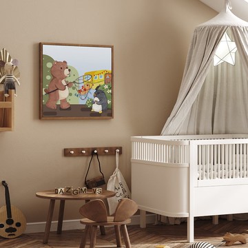 小棕熊釣魚記 - 小動物童話故事裝飾畫/可愛趣味兒童房掛畫