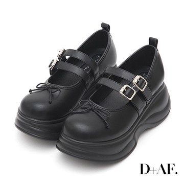 D+AF 龐克芭蕾雙帶厚底瑪莉珍鞋 黑