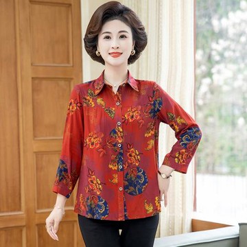 媽媽夏裝綿綢襯衫中老年人女奶奶裝加肥加大春裝老太太純棉綢上衣