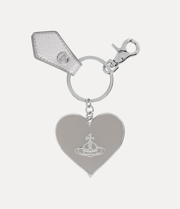 Vivienne Westwood Mirror Heart Orb Keyring Metal Silver-pu-grain One Size Women