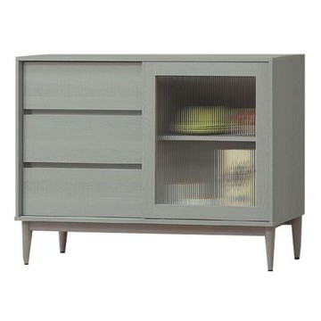 文創集 卡莎4尺推門三抽低餐櫃/收納櫃-120x40x89cm免組