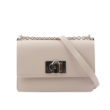 FURLA 1927 拱門轉釦迷你翻蓋鏈帶二用包/芭蕾粉