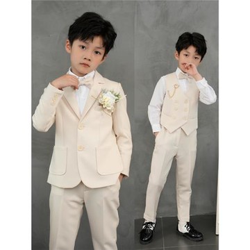 兒童西裝套裝男童帥氣英倫風花童禮服鋼琴演出服主持人小西服外套