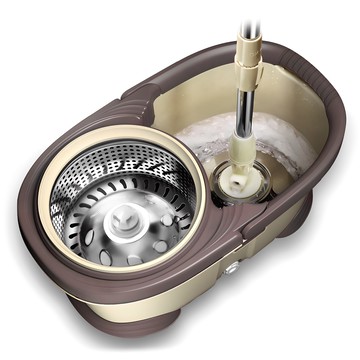 明康產業 Power C-01 旋轉拖把不鏽鋼桶組  1組  水桶47 x 27 x 23.5cm + 拖把桿105~132cm