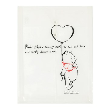 迪士尼 返校日直式附繩文件袋 BF135-1 維尼氣球 可愛卡通文件收納袋  32.5 x 24.3 cm  1個