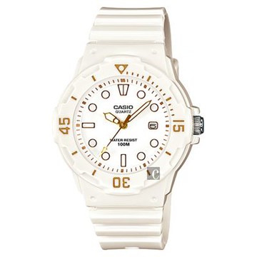 CASIO 卡西歐 迷你運動風指針手錶 新年開運 送禮推薦-金時標x白 LRW-200H-7E2