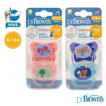 美國【Dr.Brown's布朗博士】PreVent功能性人體工學安撫奶嘴 6-12m 兩入裝｜官方旗艦店