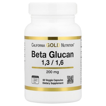California Gold Nutrition, β-葡聚糖 1-3，1-6，200 毫克，60 粒素食膠囊