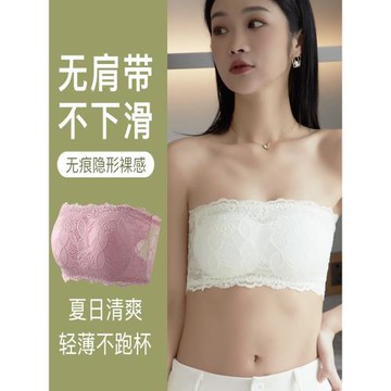 無肩帶抹胸式防滑防掉無痕隱形內衣女小胸聚攏裹胸文胸罩帶胸墊款