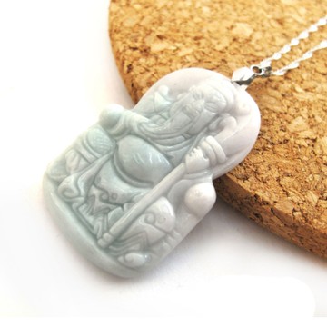 Hera 頂級A貨翡翠 辟邪護身關公/恩主公/項鍊/墜子