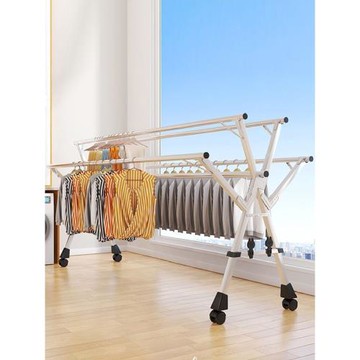 折疊晾衣架落地室內家用陽臺臥室不銹鋼室外涼伸縮桿式曬被子神器