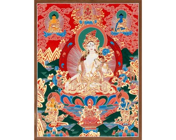 白度母唐卡 長壽與安寧的祝福