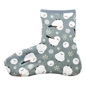 日本 Poka 保暖襪-灰長尾山雀 短襪 裏起毛 襪套 防滑鞋底 襪子 柔軟保暖【南風百貨】