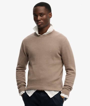 Superdry Men's Essentials Cotton Jumper Brown Size: XL