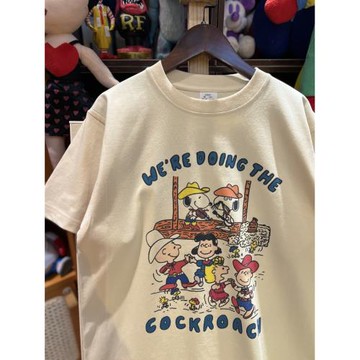 美式復古vintage 史努比布朗全員 小領口寬松純棉男女款短袖T恤