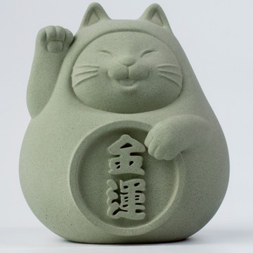 【財運滾滾來】胖胖金運招福貓(大) 健康綠 金運