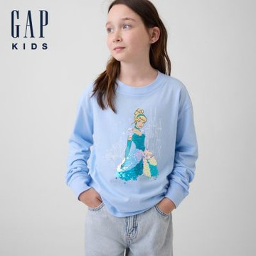 【GAP】GapKids × Disney迪士尼寬版圖案T恤-蔚藍/新款米白(870842)