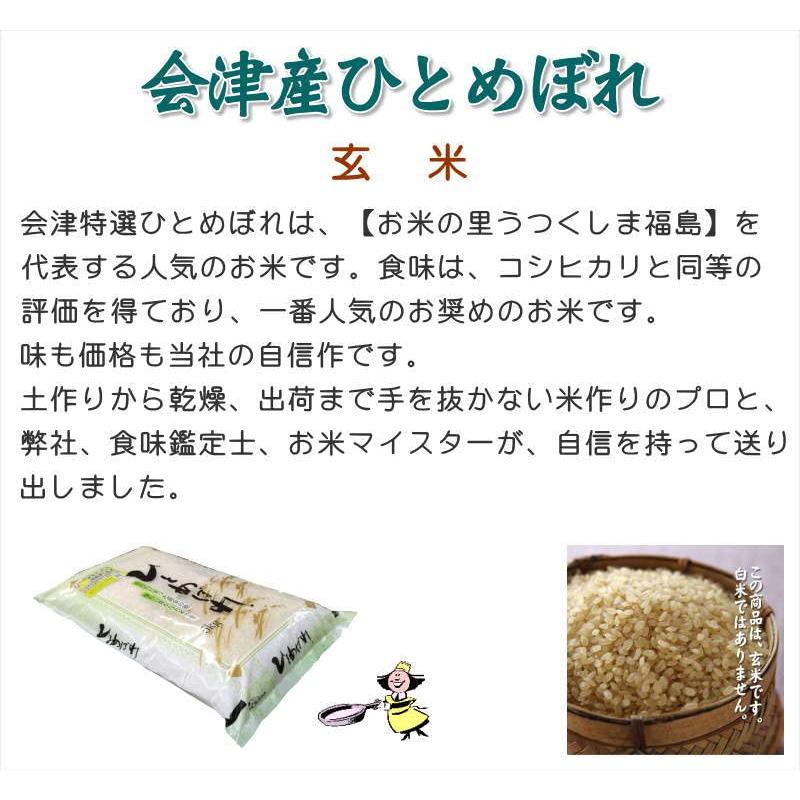 福島県会津産 玄米 石抜き処理済 ひとめぼれ 5kg 令和5年産