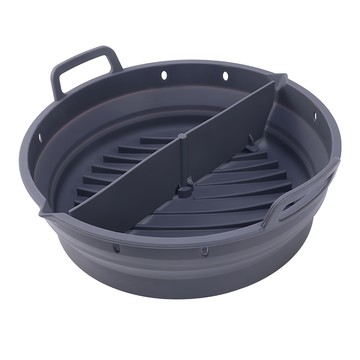 微波烤箱用矽膠烤盤 附隔板 圓形 深灰色  1個  220 x 60mm