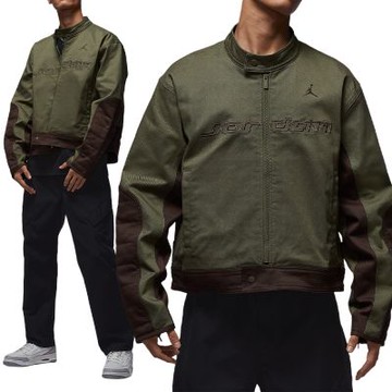 Nike As M J Brk Motosport Jkt 外套 男款 軍綠色 立領 拼接 夾克 HV1049-222