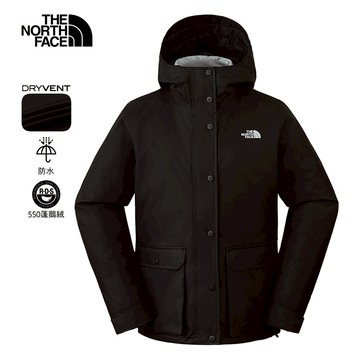 The North Face北面女款黑色防水透氣保暖連帽羽絨內裡三合一外套｜88RW7O1