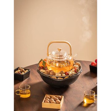 日式家用圍爐煮茶一套煮茶壺煮茶器室內網紅電陶爐套裝烤茶花茶壺