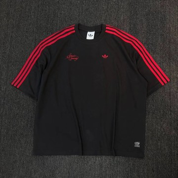 ADIDAS ORIGINALS 紅黑 寬版 短袖上衣 休閒 運動 LD3867