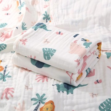 Mass 生活好物 純棉六層紗布兒童浴巾  森林動物園  吸水透氣柔軟親膚  1條