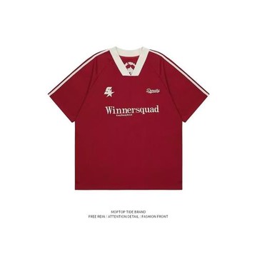 WHXS美式潮牌復古機能風撞色短袖T恤男街頭歐美寬松半袖短tee