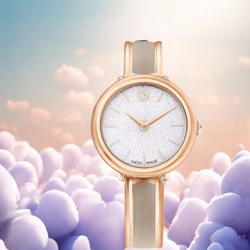SWAROVSKI 施華洛世奇 Crystalline 手鐲式琺瑯瓷腕錶-32mm灰色 5709814