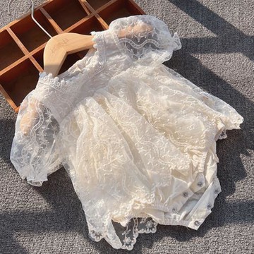 嬰兒衣服夏裝寶寶包屁衣公主裙周歲百天滿月禮服蕾絲哈衣裙姐妹裝