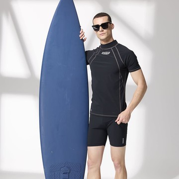 莫妮娜 台灣製 水陸兩用短袖防曬水母衣 整套(男女適穿)中性款 黑 -2L