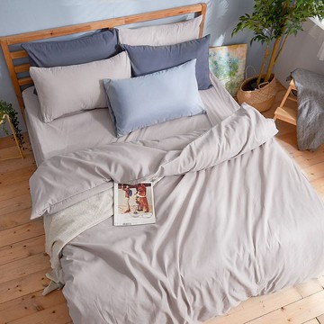 床包被套組-單人/雙人/加大/ 舒柔棉 / 岩石灰 台灣製