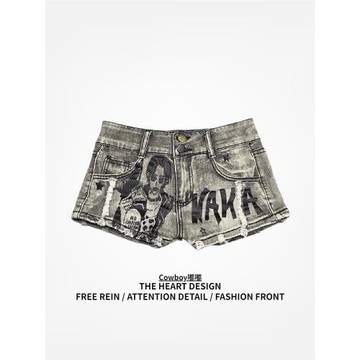 辣妹復古低腰女夏季印花超短褲