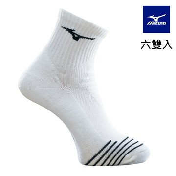 【MIZUNO 美津濃】男運動厚底短襪 6雙入 32TXB51009Q（白x黑）