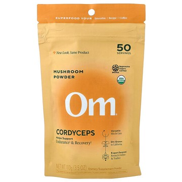 Om Mushrooms, 蘑菇粉，蟲草，3.5 盎司（100 克）