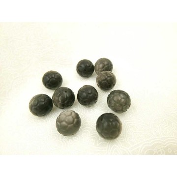 黑曜石 足球圓珠雕刻黑曜石 水晶文玩飾品R30