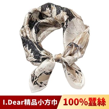 I.Dear-100%蠶絲歐美圖騰頂級印花真絲領巾小方巾(sk07素描小松鼠)