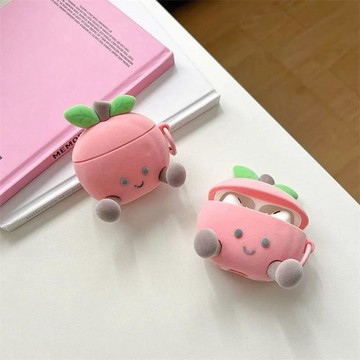 毛絨水蜜桃 藍牙耳機套 適用於 Apple Air Pods 1/2代 Pro2 Pro3 4代 防摔保護殼