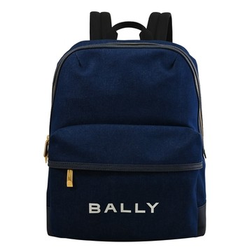 BALLY TRECK 簡約LOGO帆布商旅休閒雙肩大後背包(牛仔藍-全新福利品)