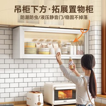 廚房置物架多層防塵免打孔調味料置物架壁掛式儲物柜墻上收納架子