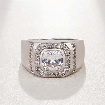 不亮不用錢 隔日到貨 紳士 1克拉 莫桑鑽 八心八箭 雙排鑚 可調式戒圍 戒指 1142