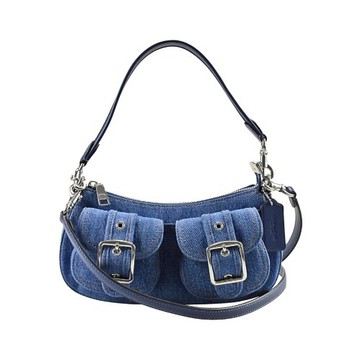 [平輸版] 【COACH】Ashton丹寧藍雙口袋彎底肩背/斜背小包 真品平輸