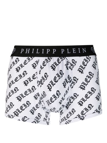 Philipp Plein - logo-waistband logo-print boxers - men - Polyester/Elastane/Cotton - L - White