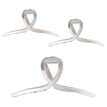 咪咪購物 小香風法式髮夾3個 時尚髮飾 髮夾套裝  又字磨砂銀