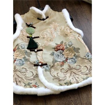 新中式復古中國風文藝旗袍上衣2025冬季新款夾棉加厚保暖馬甲背心