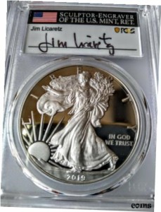 アンティークコイン 2019-W Proof Silver Eagle PCGS FS Congratulations Set Jim Licaretz PR70DCAM