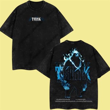 非現貨款做舊動漫系列街頭復古上衣街潮短袖男寬松大圓領印花男裝